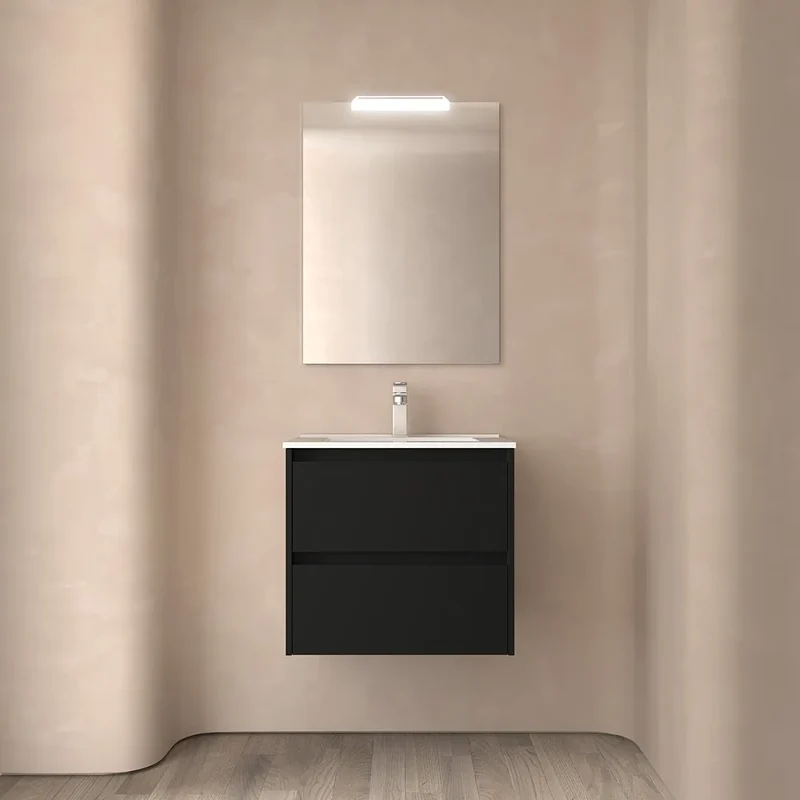 Mueble de Baño 2 Cajones Salgar Noja Negro Satinado
