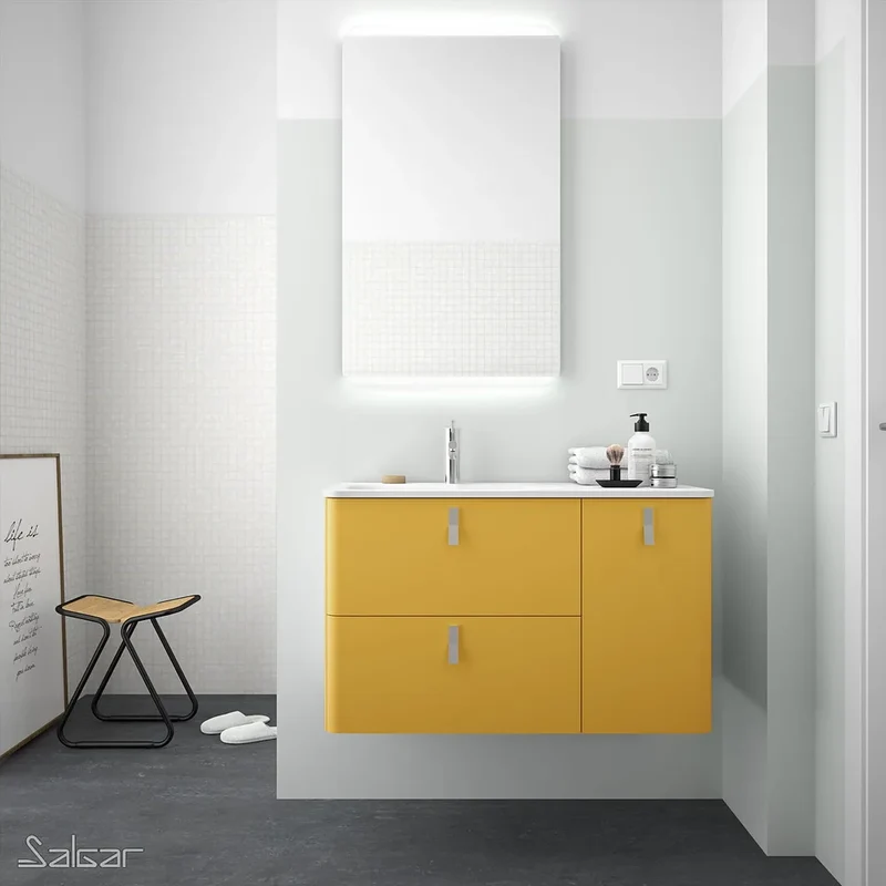 Mueble de Baño con Lavabo Salgar Uniiq 120 cm Amarillo Sol