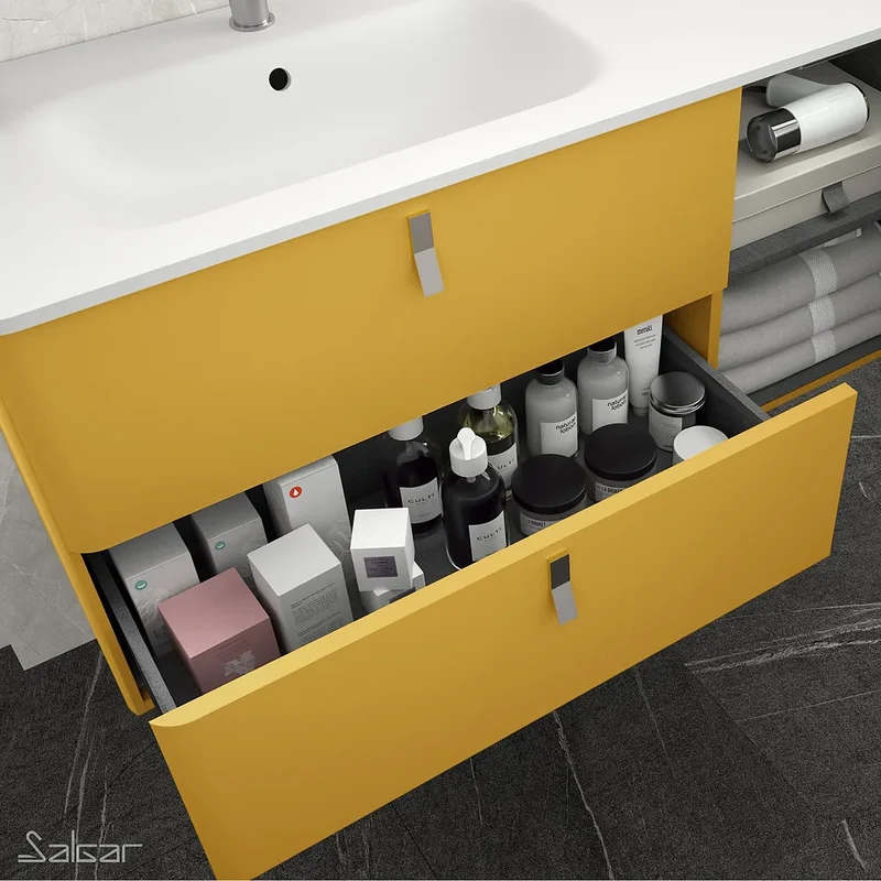 Mueble de Baño con Lavabo Salgar Uniiq 120 cm Amarillo Sol