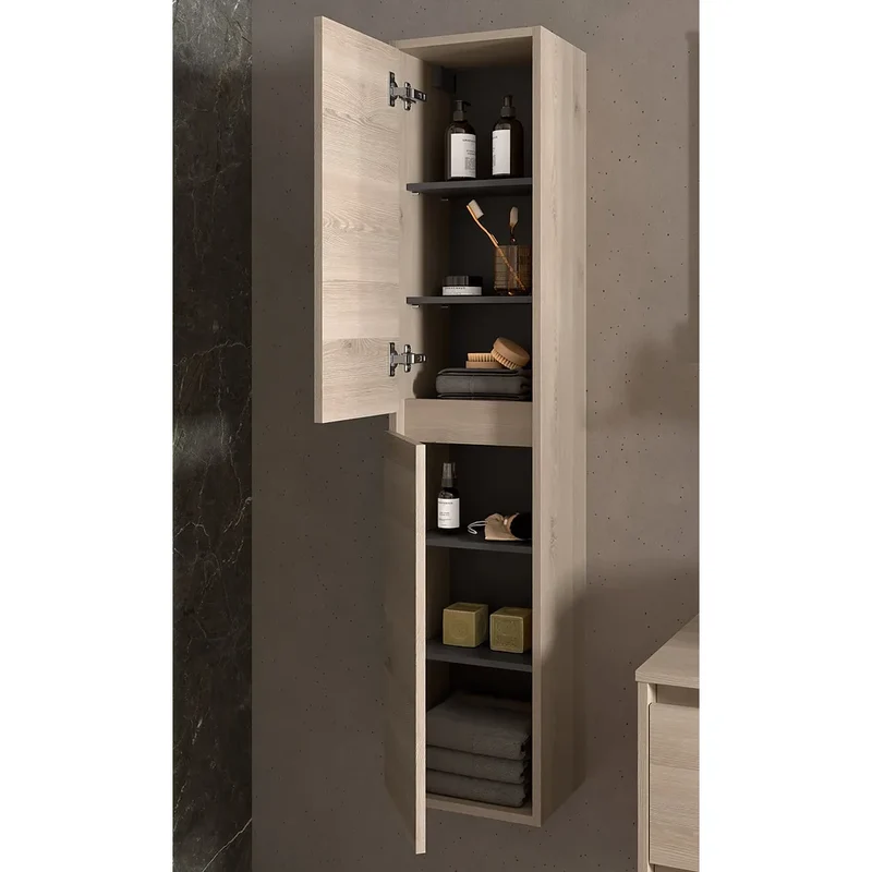 Mueble de Baño con Lavabo y 2 Cajones Salgar Noja 90 cm Roble Natural