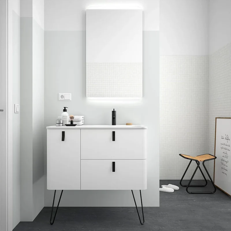 Mueble de Baño con Patas con Lavabo Salgar Uniiq 120 cm Blanco Mate