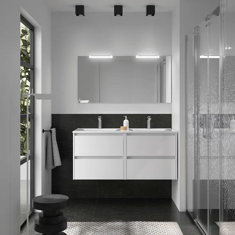 Mueble de Baño con Lavabo y 4 Cajones Salgar Noja 120 cm Blanco Brillo