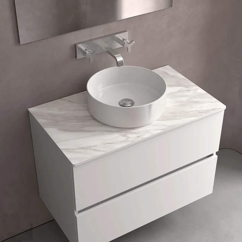 Mueble de Baño Suspendido con Encimera y 2 Cajones Salgar Optimus Negro