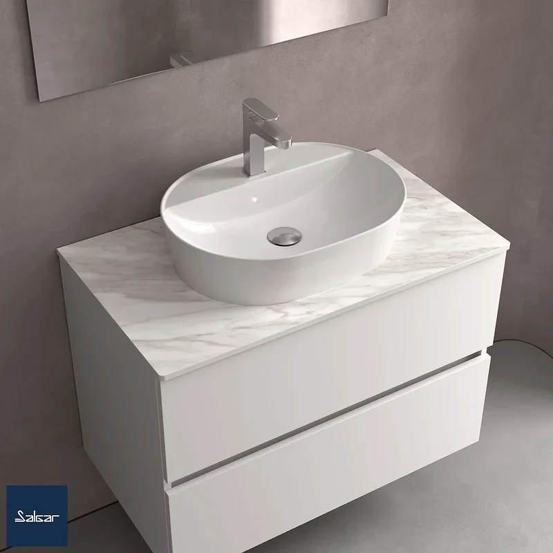 Mueble de Baño con Encimera y 3 Cajones Salgar Optimus Blanco Satinado