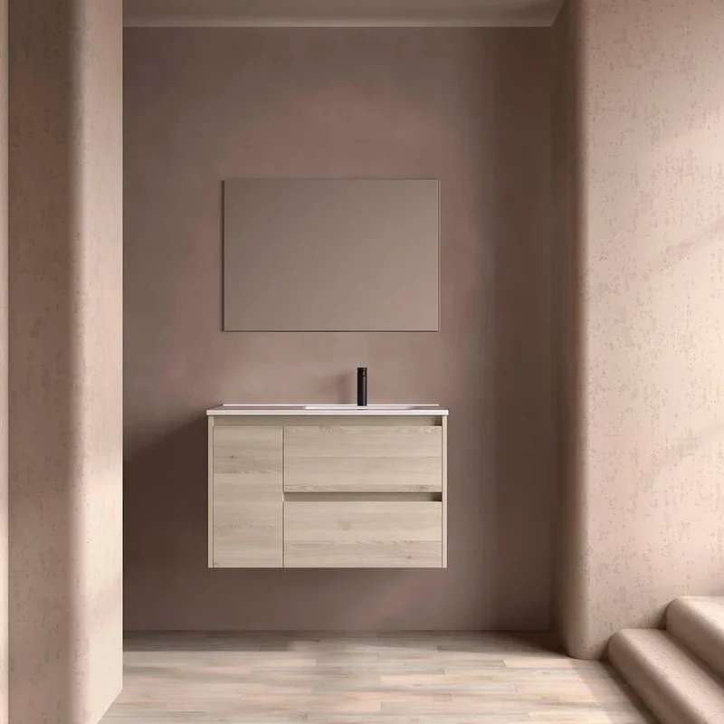 Mueble de Baño con Lavabo con Puertas Salgar Noja 90 cm Roble Natural