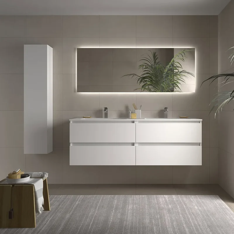 Mueble de Baño con Lavabo Salgar Bequia 160 cm Blanco Mate