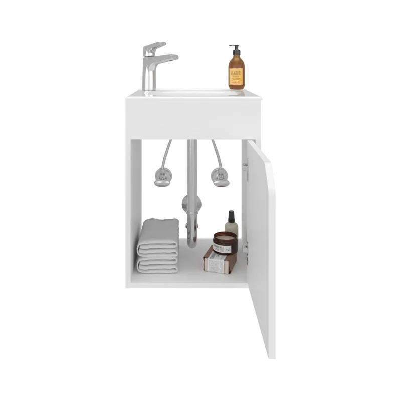 Mueble para Lavamanos Flotante Betel, Blanco, Incluye Lavamanos Plastiglas Floresta 40 ZF