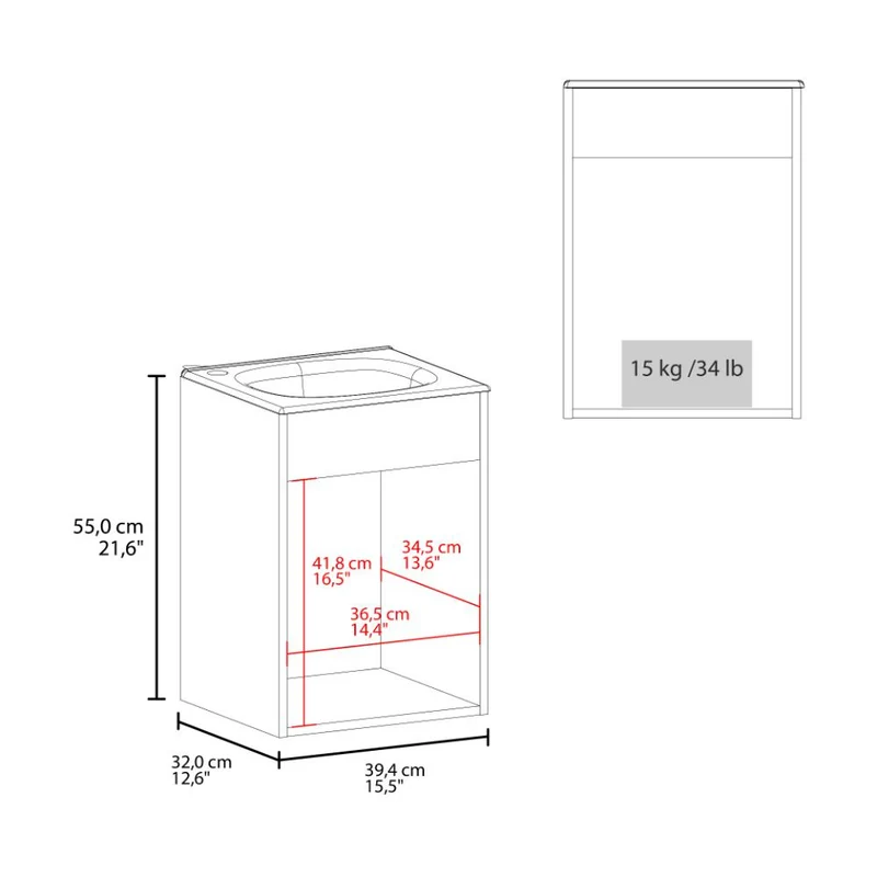 Mueble para Lavamanos Flotante Betel, Blanco, Incluye Lavamanos Plastiglas Floresta 40 ZF