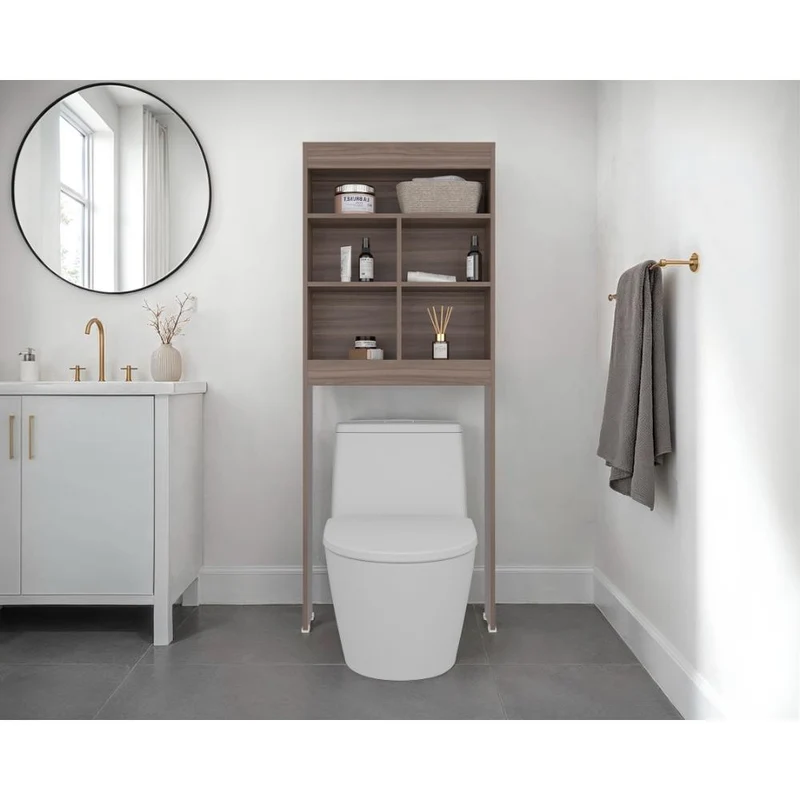 Gabinete de Baño Bristol 20, Avellana, Amplios Espacios para Colocar Objetos Decorativos