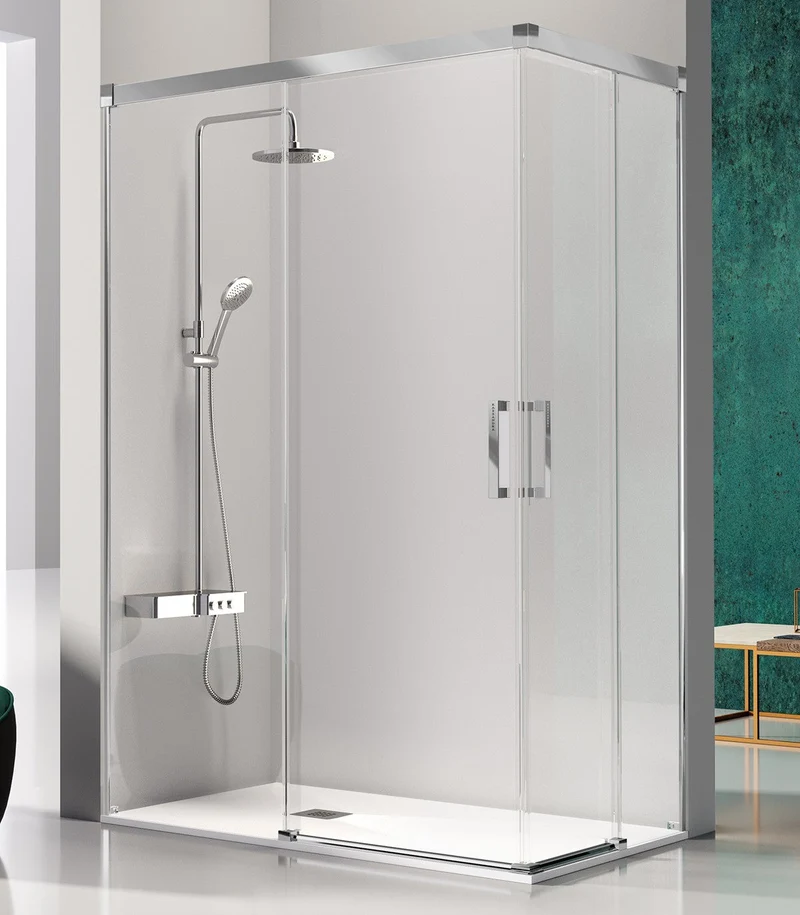 Mampara GLASE GS607, 2 Fijas con 2 Correderas, Apertura en Esquina