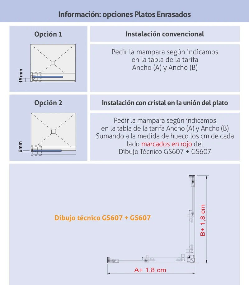 Mampara GLASE GS607, 2 Fijas con 2 Correderas, Apertura en Esquina