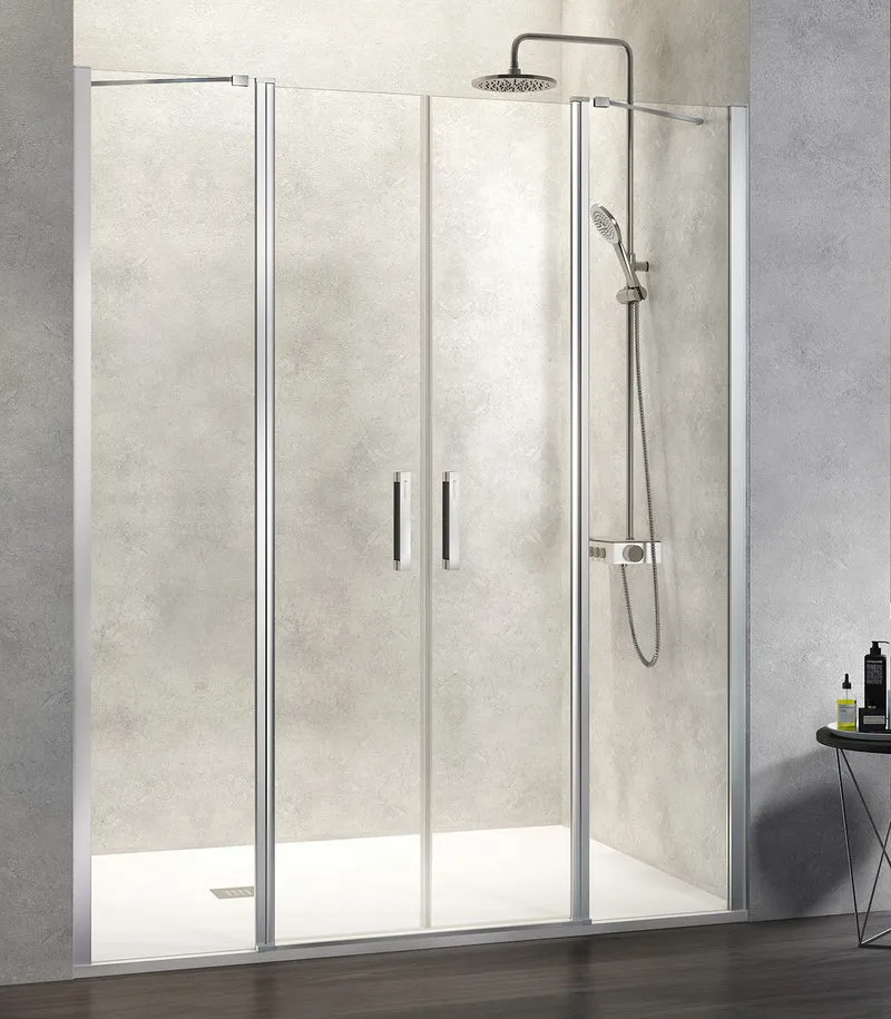 Mampara NARDI NA515, 2 Fijos con 2 Puertas Abatibles, Sin Perfil Superior/Inferior