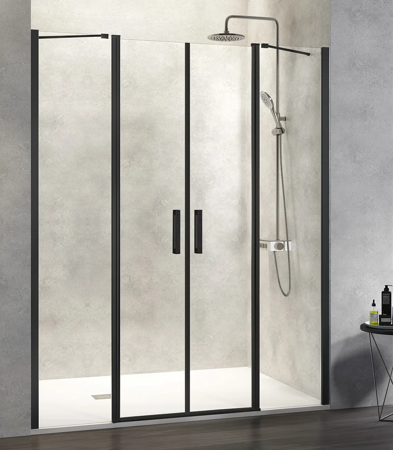 Mampara NARDI NA515, 2 Fijos con 2 Puertas Abatibles, Sin Perfil Superior/Inferior