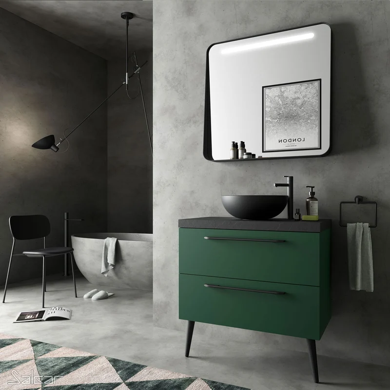 Lavabo de posar LOKUM porcelana negra mate Ø 380 x 140 mm