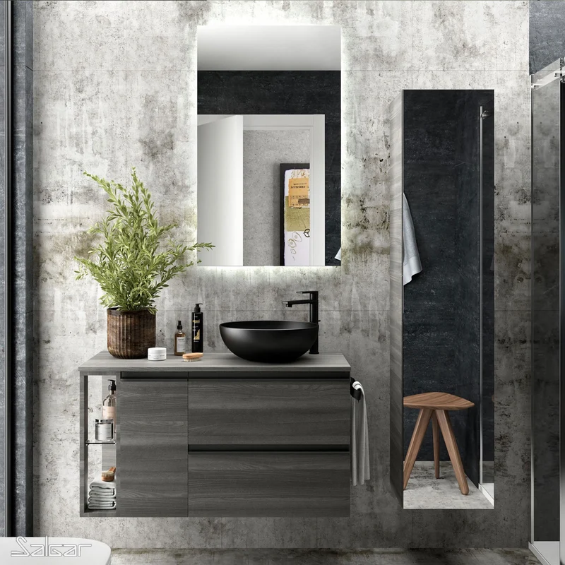Lavabo de posar LOKUM porcelana negra mate Ø 380 x 140 mm