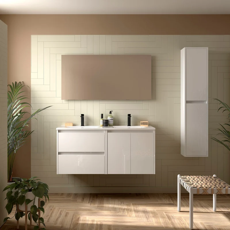 Mueble de baño NOJA 2 Puertas y 2 Cajones + Lavabo + Espejo | Máximo Amacanaje