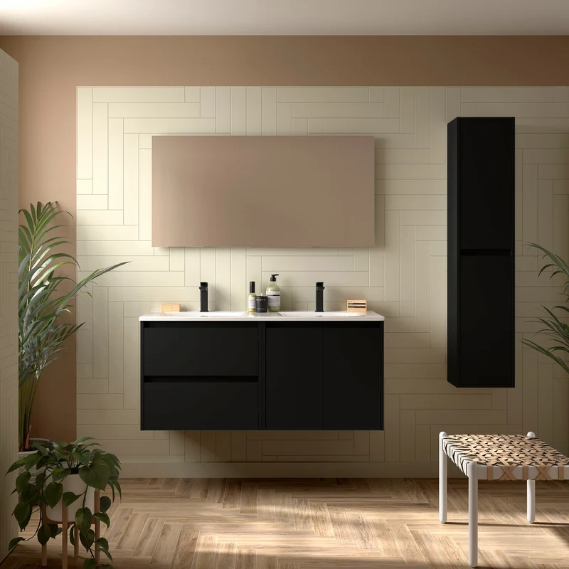 Mueble de baño NOJA 2 Puertas y 2 Cajones + Lavabo + Espejo | Máximo Amacanaje