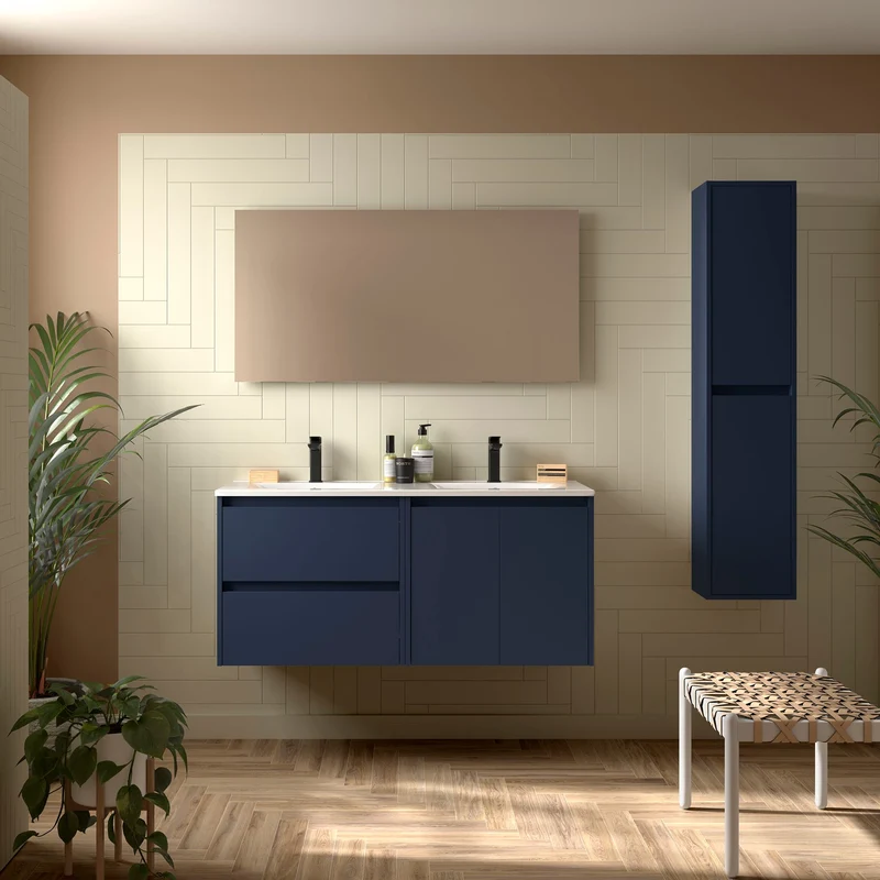 Mueble de baño NOJA 2 Puertas y 2 Cajones + Lavabo + Espejo | Máximo Amacanaje