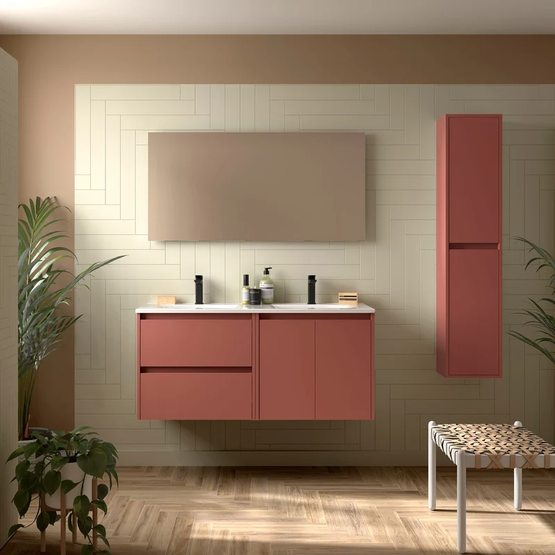 Mueble de baño NOJA 2 Puertas y 2 Cajones + Lavabo + Espejo | Máximo Amacanaje