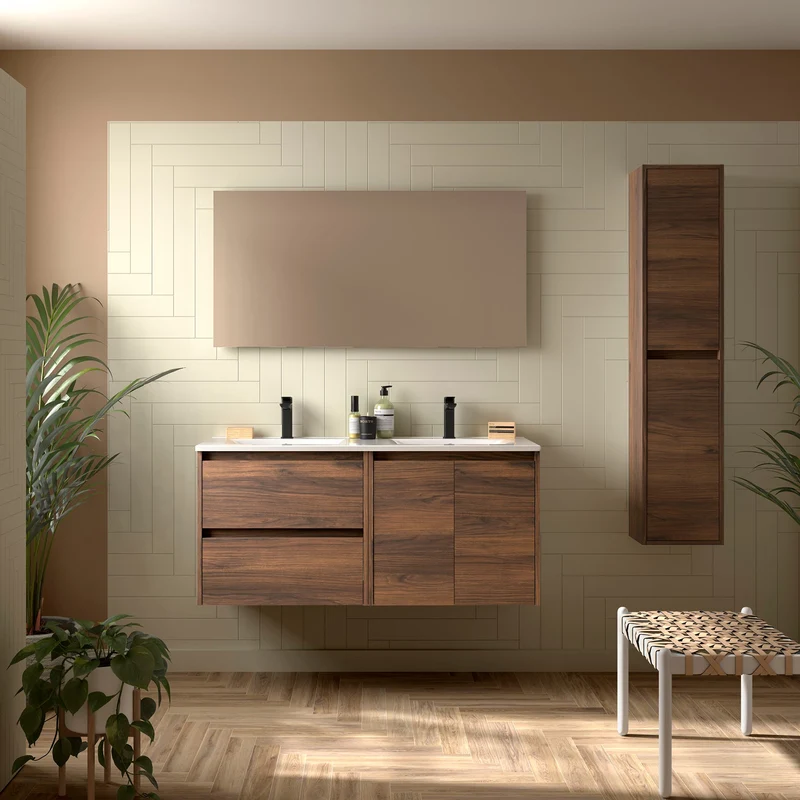 Mueble de baño NOJA 2 Puertas y 2 Cajones + Lavabo + Espejo | Máximo Amacanaje
