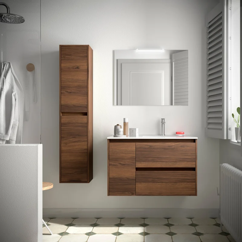 Mueble de Baño NOJA de Salgar, 2 Cajones y 1 Puerta + Lavabo Integrado | 90 cm