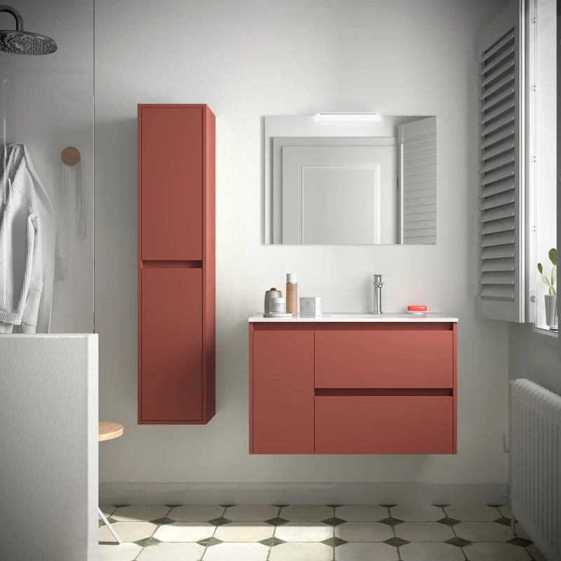 Mueble de Baño NOJA de Salgar, 2 Cajones y 1 Puerta + Lavabo Integrado | 90 cm