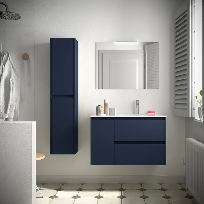 Mueble de Baño NOJA de Salgar, 2 Cajones y 1 Puerta + Lavabo Integrado | 90 cm