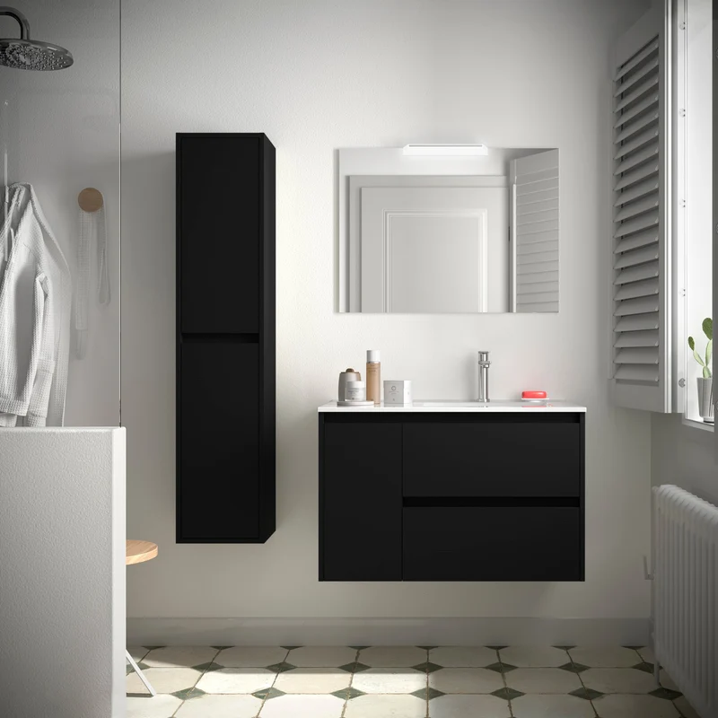 Mueble de Baño NOJA de Salgar, 2 Cajones y 1 Puerta + Lavabo Integrado | 90 cm