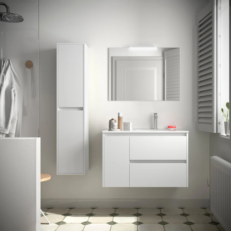 Mueble de Baño NOJA de Salgar, 2 Cajones y 1 Puerta + Lavabo Integrado | 90 cm