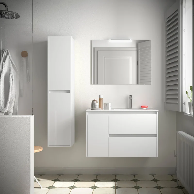 Mueble de Baño NOJA de Salgar, 2 Cajones y 1 Puerta + Lavabo Integrado | 90 cm