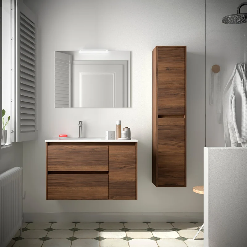 Mueble de Baño NOJA de Salgar, 2 Cajones y 1 Puerta + Lavabo Integrado | 90 cm