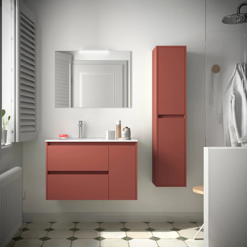 Mueble de Baño NOJA de Salgar, 2 Cajones y 1 Puerta + Lavabo Integrado | 90 cm