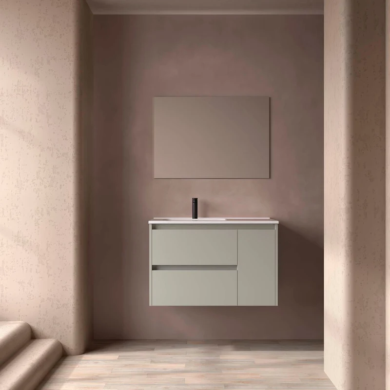 Mueble de Baño NOJA de Salgar, 2 Cajones y 1 Puerta + Lavabo Integrado | 90 cm