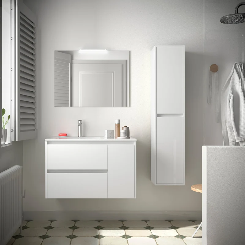 Mueble de Baño NOJA de Salgar, 2 Cajones y 1 Puerta + Lavabo Integrado | 90 cm