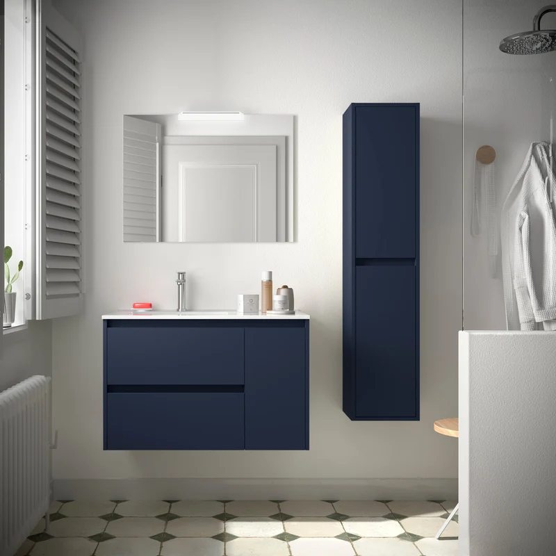 Mueble de Baño NOJA de Salgar, 2 Cajones y 1 Puerta + Lavabo Integrado | 90 cm