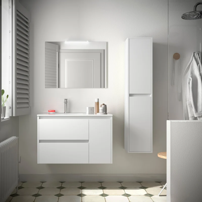 Mueble de Baño NOJA de Salgar, 2 Cajones y 1 Puerta + Lavabo Integrado | 90 cm