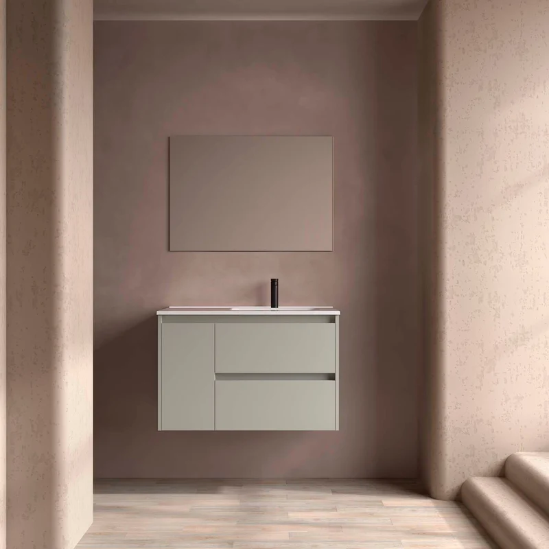 Conjunto Baño NOJA 90 cm | 2 Cajones + 1 Puerta con Lavabo y Espejo | 10 Acabados