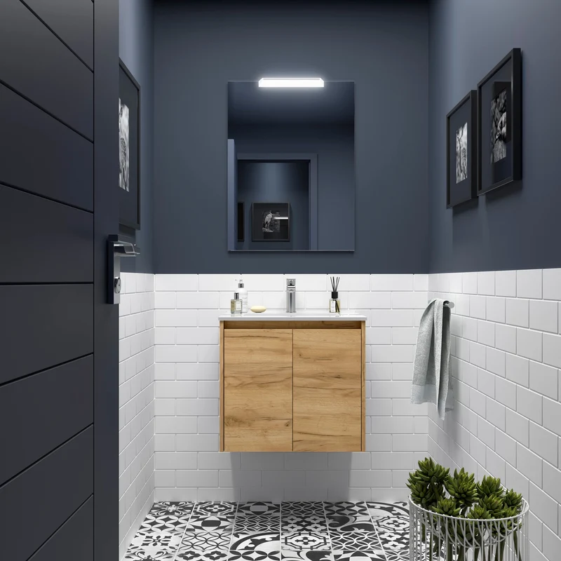 Conjunto Mueble de baño NOJA 2 Puertas + Lavabo + Espejo (de 60 a 140 cm)