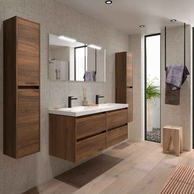 Conjunto Mueble Baño NOJA 2 Cajones + Lavabo + Espejo | 60-140cm | Guías Hettich | 10 Acabados Premium