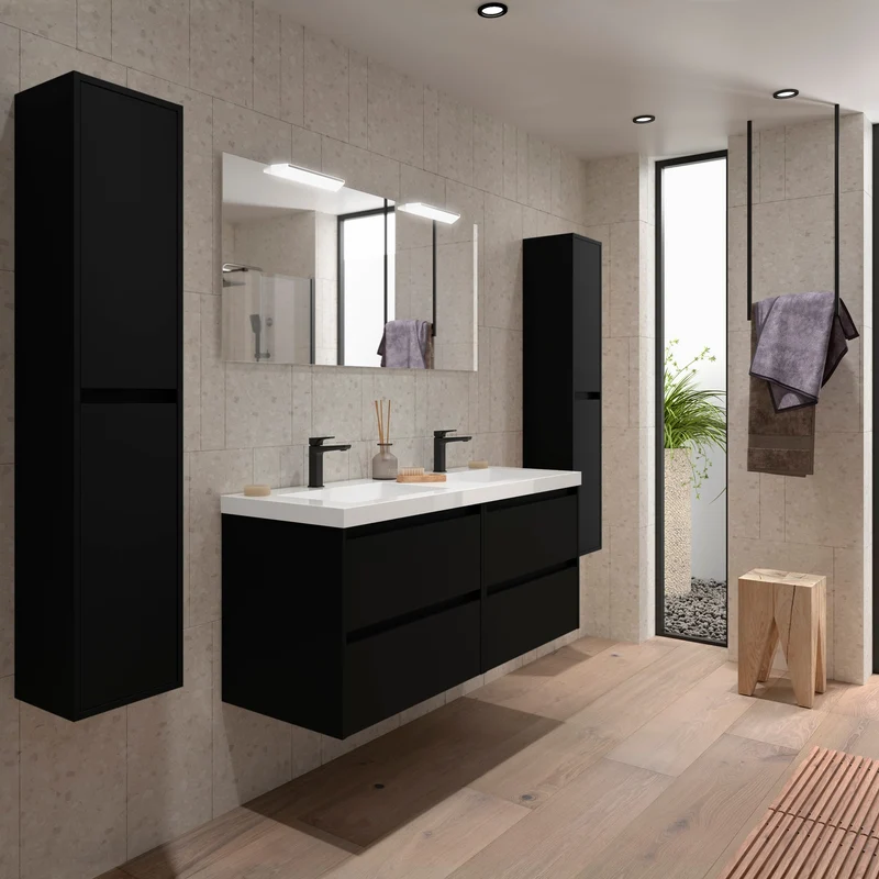 Conjunto Mueble Baño NOJA 2 Cajones + Lavabo + Espejo | 60-140cm | Guías Hettich | 10 Acabados Premium