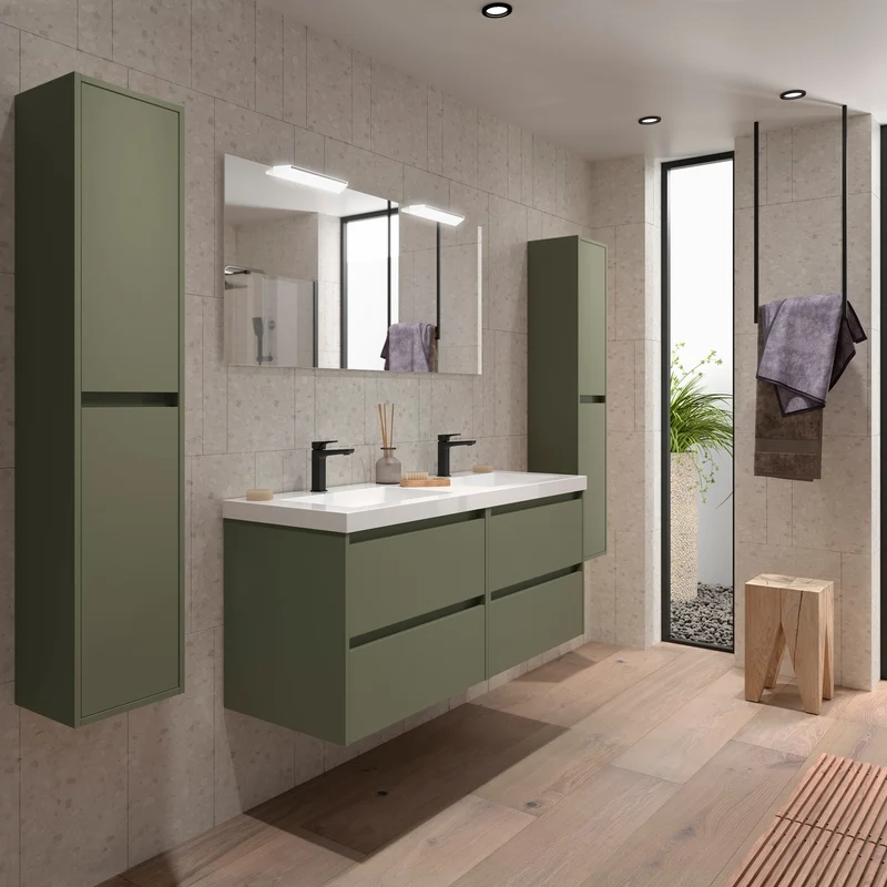 Conjunto Mueble Baño NOJA 2 Cajones + Lavabo + Espejo | 60-140cm | Guías Hettich | 10 Acabados Premium