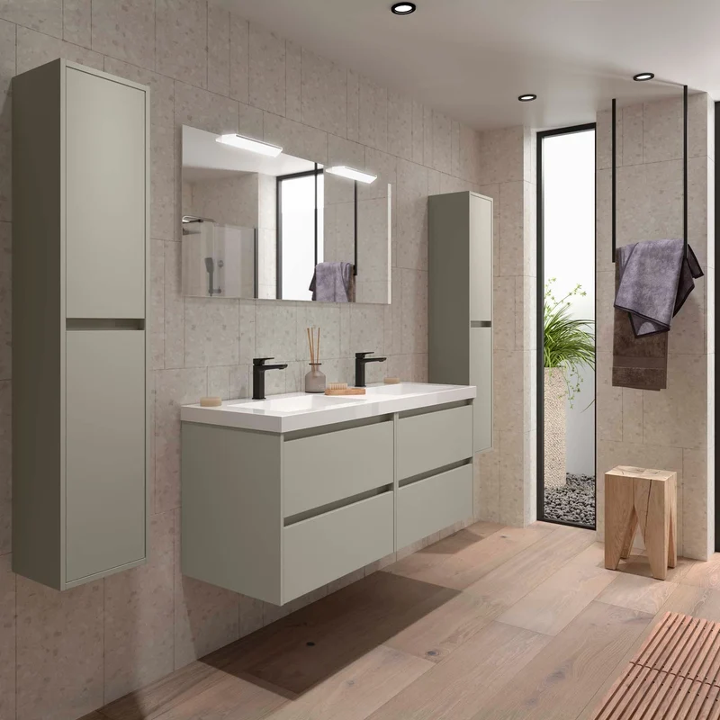Conjunto Mueble Baño NOJA 2 Cajones + Lavabo + Espejo | 60-140cm | Guías Hettich | 10 Acabados Premium