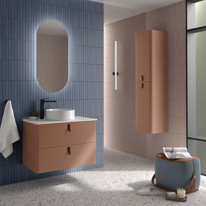 Mueble Baño UNIIQ 2 Cajones + Encimera Porcelana | 3 Acabados Mate | Personalizable