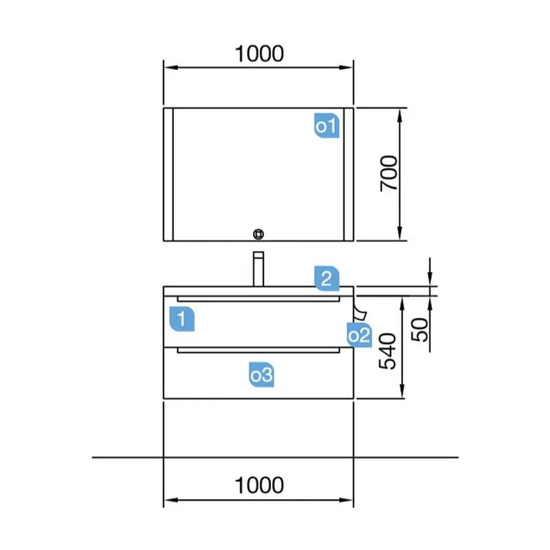 Mueble de Baño con Lavabo y 2 Cajones Salgar Monterrey 100 cm