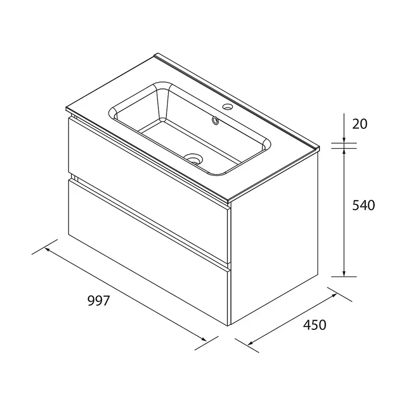 Mueble de Baño Suspendido con Lavabo Salgar Bequia 101 cm Negro Mate