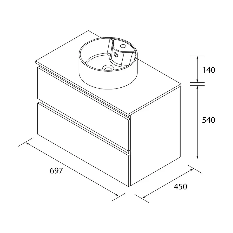 Mueble de Baño Lavabo sobre Encimera Salgar Bequia 70 cm