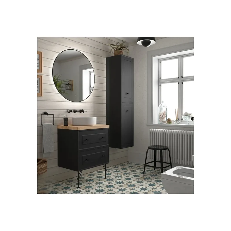 Mueble de Baño 2 Cajones Salgar Renoir 60 cm Negro