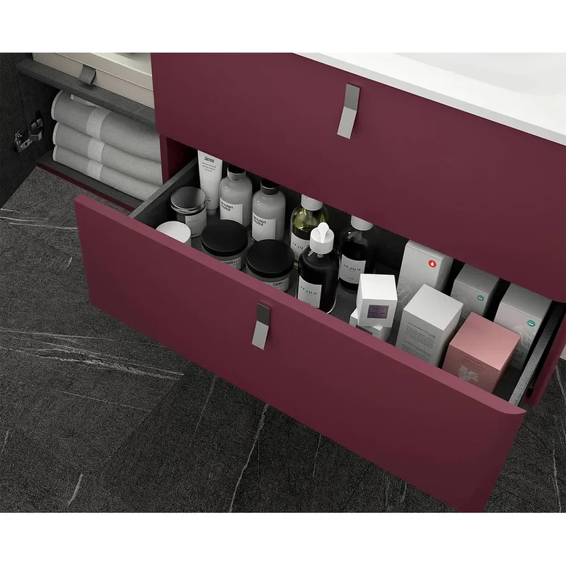 Mueble de Baño con Patas Lavabo sobre Encimera Salgar Uniiq 120 cm Granate