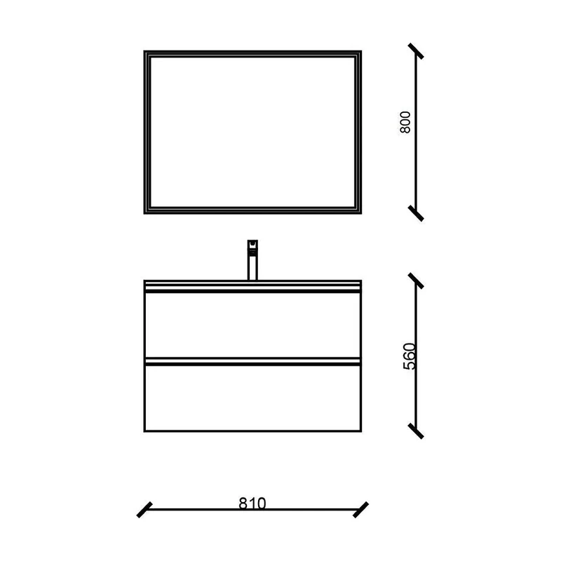 Mueble de Baño con Lavabo y 2 Cajones Salgar Spirit 81 cm