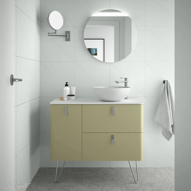 Mueble de Baño con Patas Lavabo sobre Encimera Salgar Uniiq 120 cm Verde Salvia